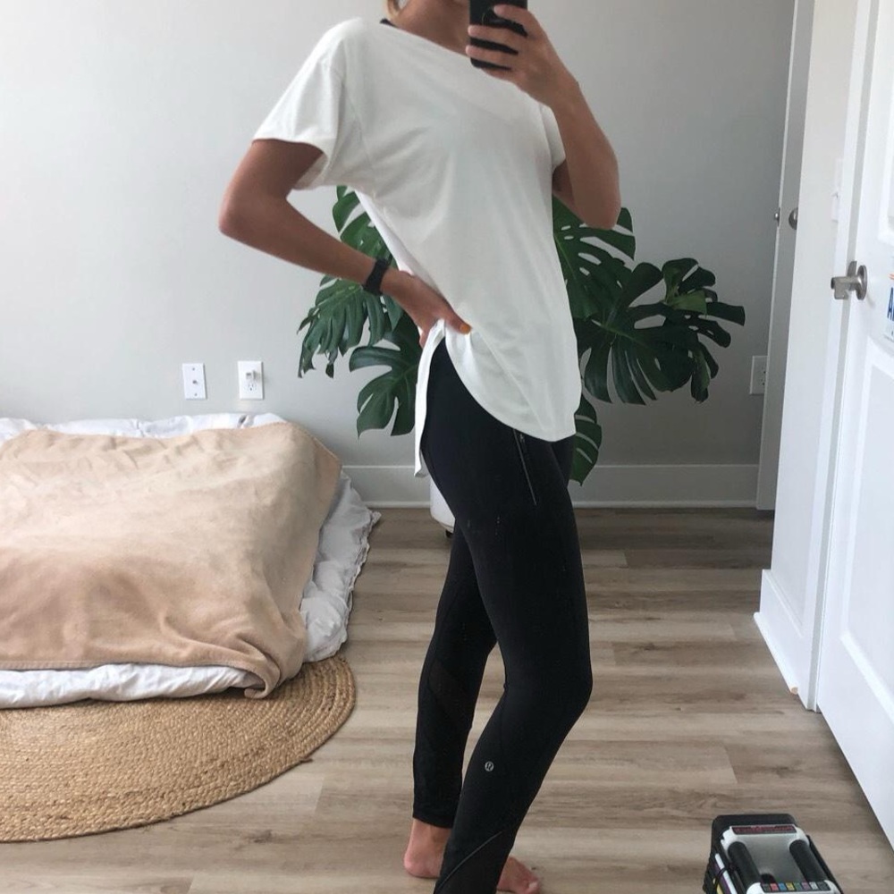 White Uniqlo activewear tshirt